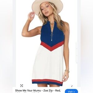 Show me your MUMU chevron red white and blue preppy/sporty quarter zip dress